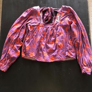 Free People Floral Long Sleeve Top